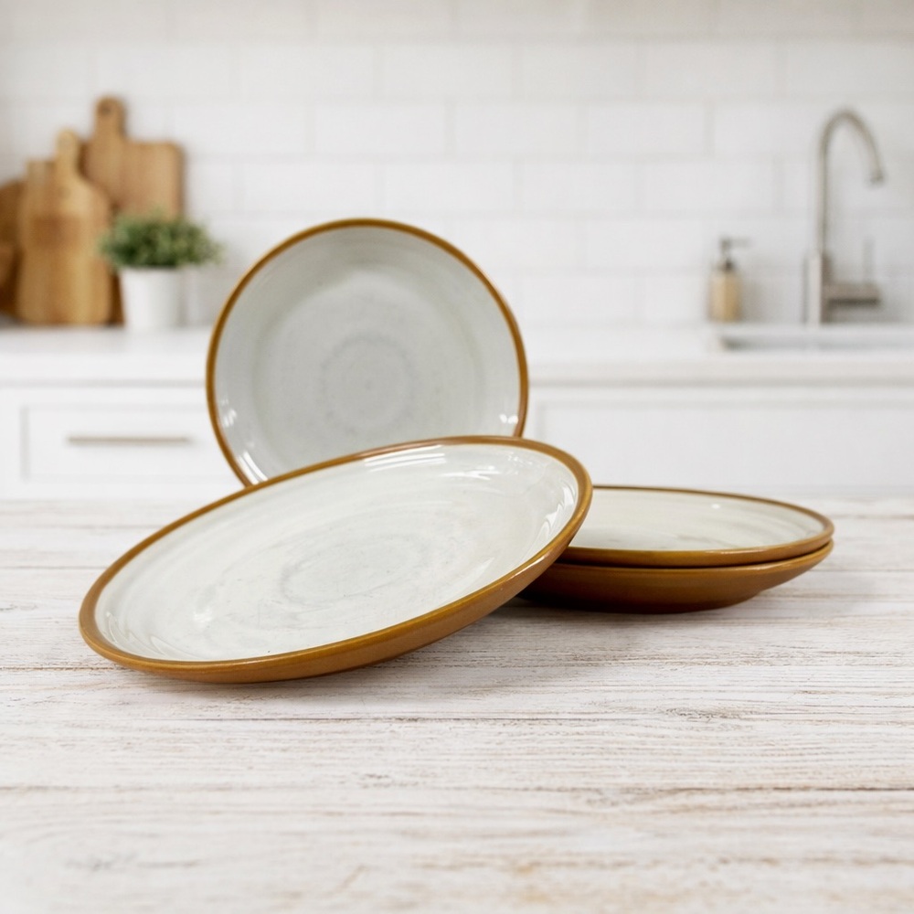 International Tableworks Terra Cotta Salad Plates Stoneware Set Of 4 Vintage